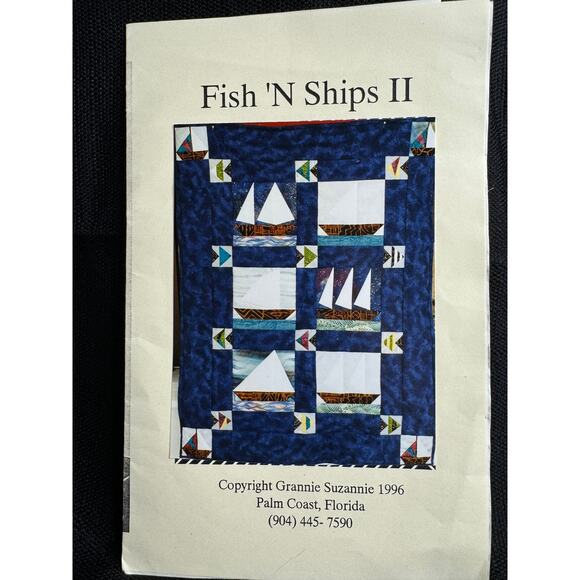1996 Miniature Quilt Fish 'N Ships II Kit 24 x 32 Inches Finished Size - Picture 1 of 3